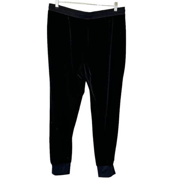 Lauren Ralph Lauren Stretch Velvet Joggers Black Zip Side Pockets Women's Size L - Picture 5 of 9